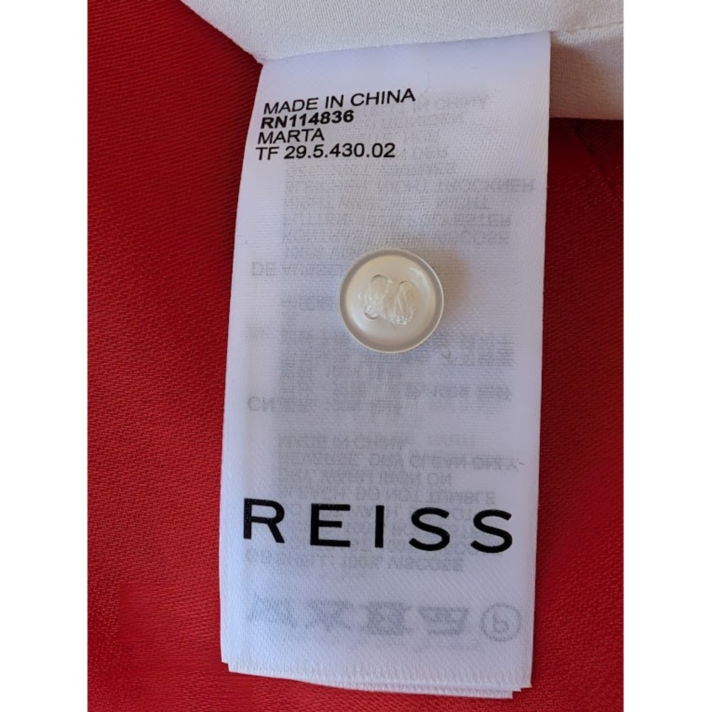 Reiss Marta Colorblock Pussybow Dress Cream Red Tie Neck Long Sleeve Size 6 - Picture 8 of 10